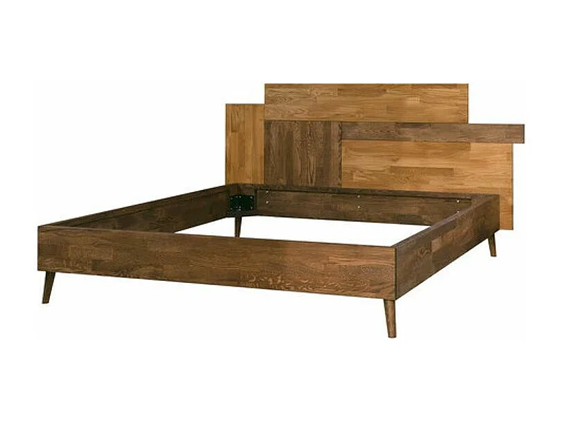 Lit en chêne massif naturel et marron Thayla-180x200