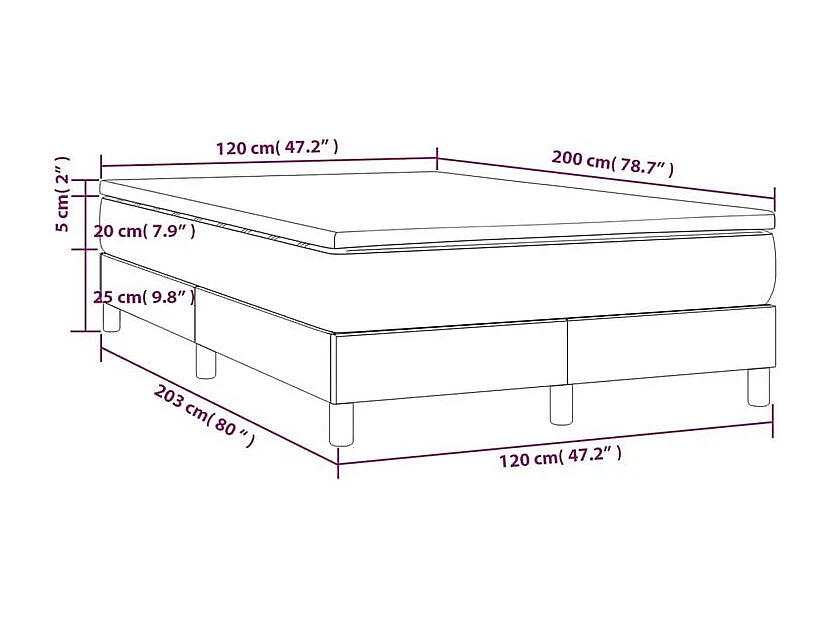 Sommier à lattes de lit avec matelas Gris clair 120x200 Tissu