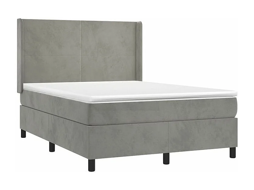 Sommier à lattes de lit et matelas Gris clair 140x190 Velours