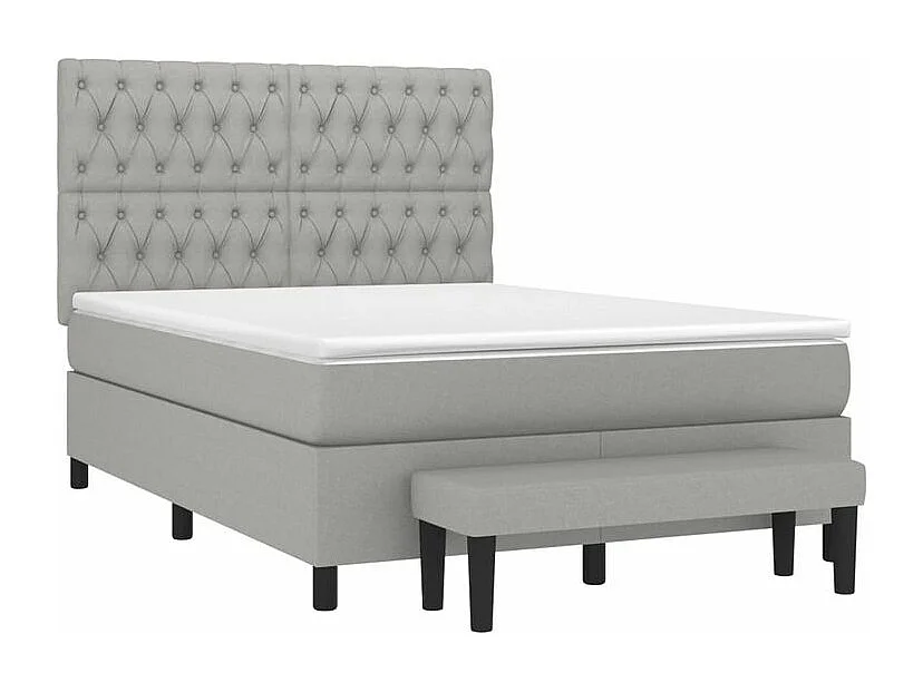 Sommier à lattes de lit avec matelas Gris clair 140x190 Tissu