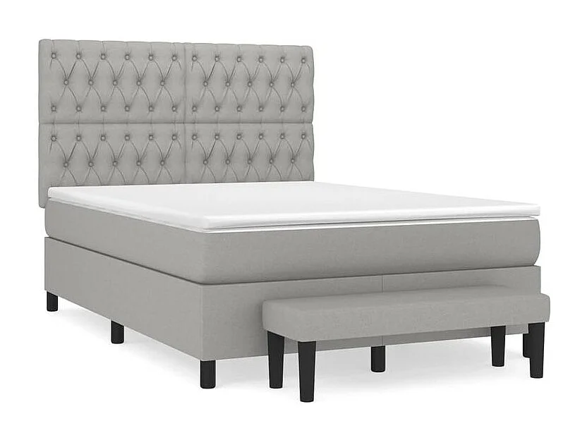 Sommier à lattes de lit avec matelas Gris clair 140x190 Tissu