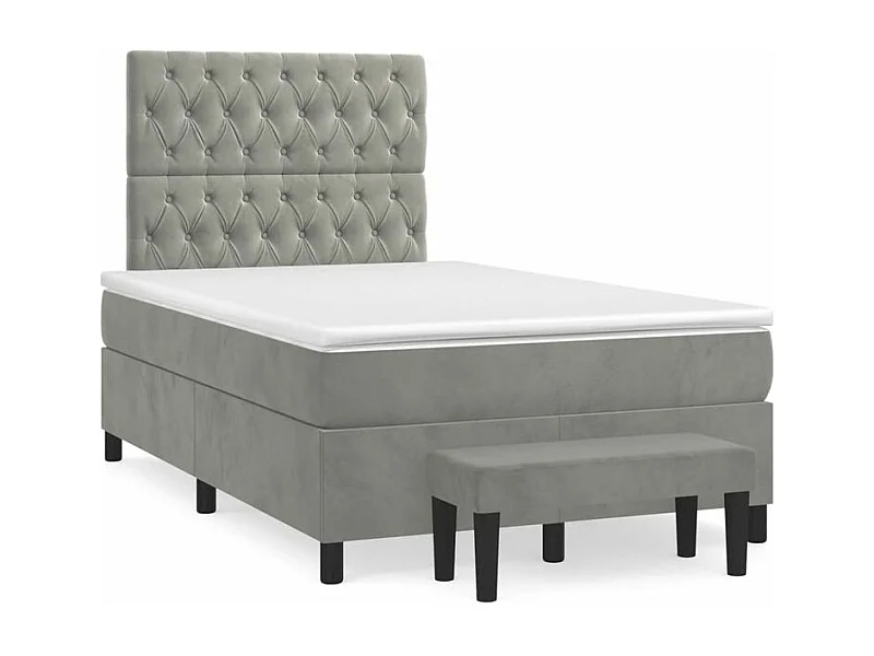 Sommier à lattes de lit et matelas Gris clair 120x200 Velours