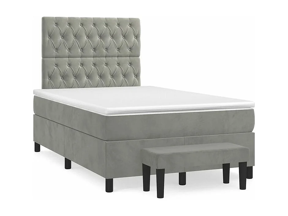 Sommier à lattes de lit et matelas Gris clair 120x200 Velours