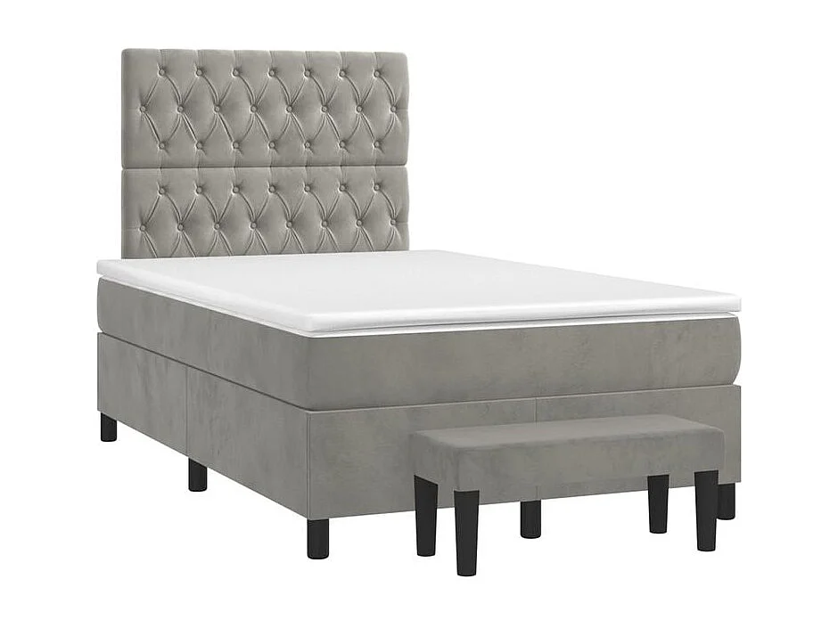 Sommier à lattes de lit et matelas Gris clair 120x200 Velours