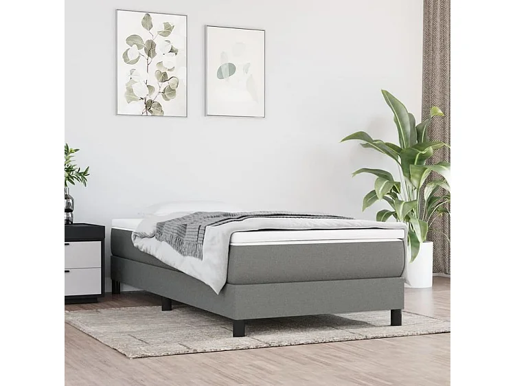 Sommier à lattes de lit avec matelas Gris foncé 100x200 Tissu