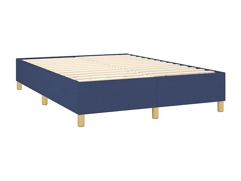 Sommier à lattes de lit matelas et LED Bleu 140x200 Tissu