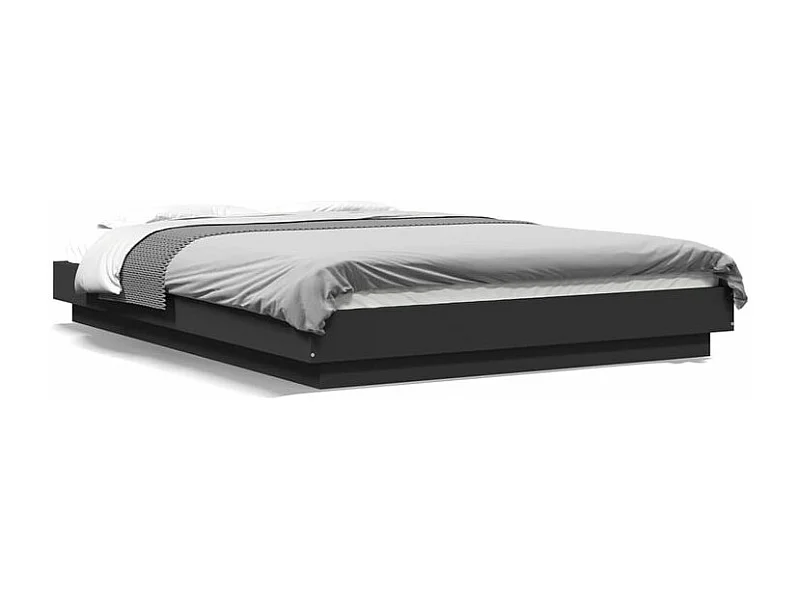 Cadre de lit avec lumières LED noir 120x190 bois d'ingénierie