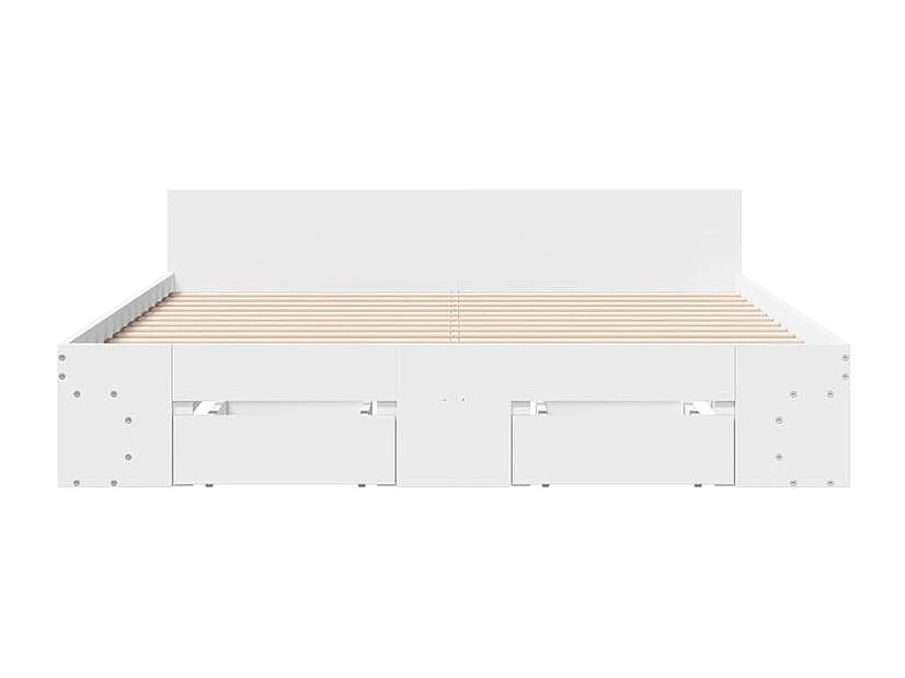 Cadre de lit à tiroirs blanc 160x200 bois d'ingénierie