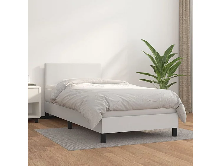 Sommier à lattes de lit avec matelas Blanc 80x200 Similicuir