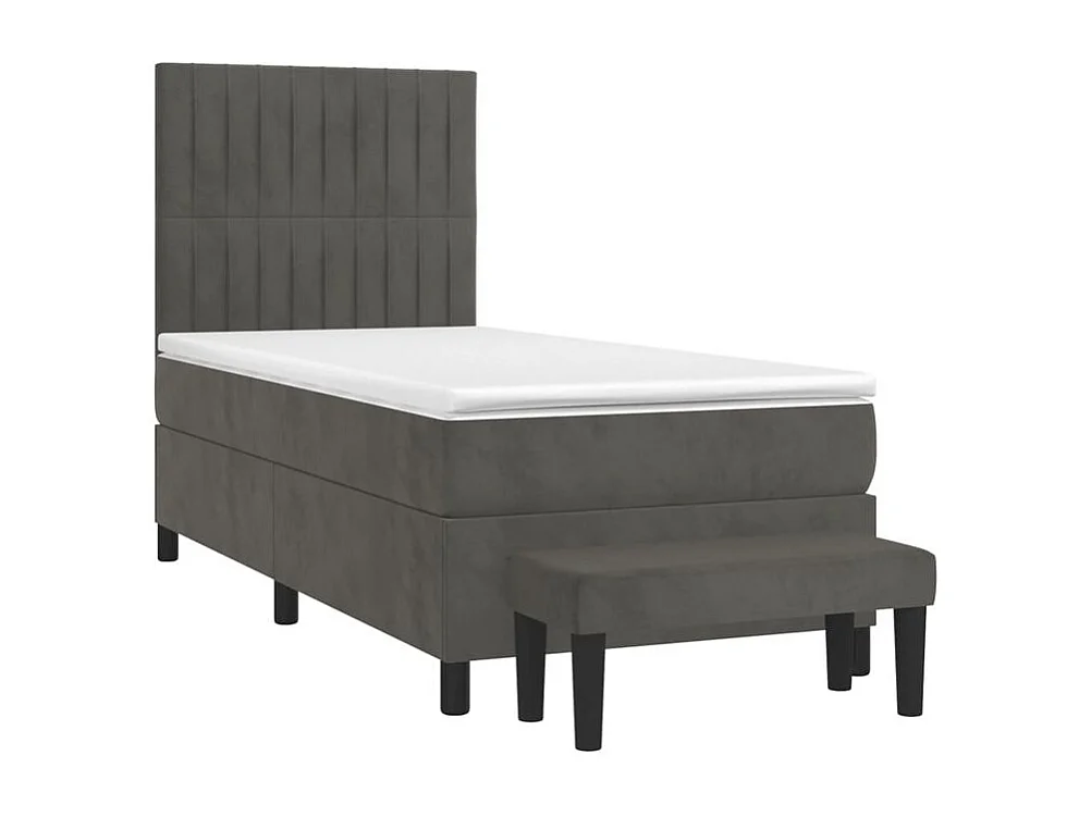 Sommier à lattes de lit et matelas Gris foncé 90x190 Velours