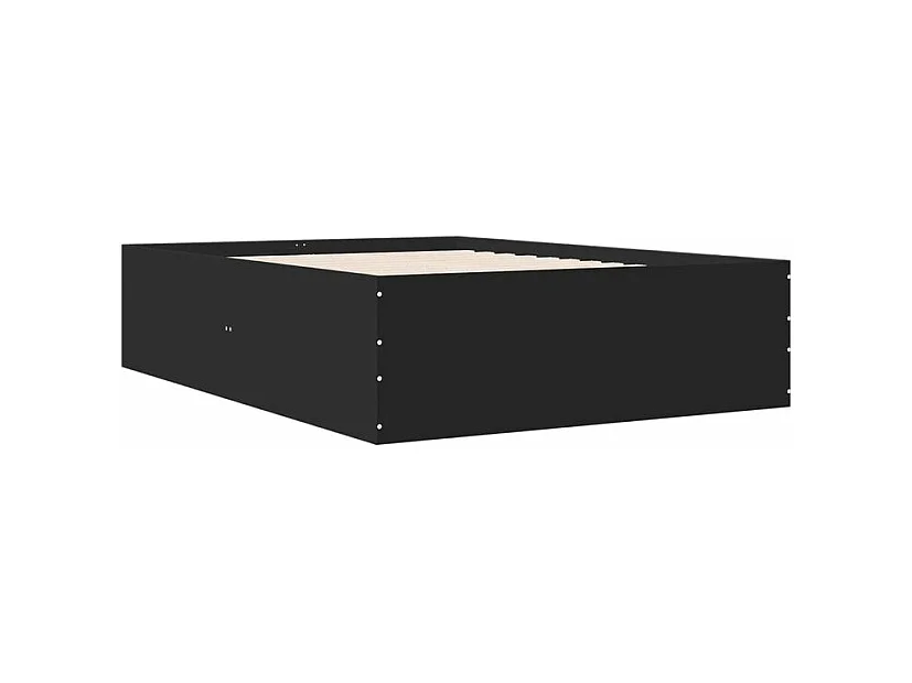 Cadre de lit noir 135x190 bois d'ingénierie
