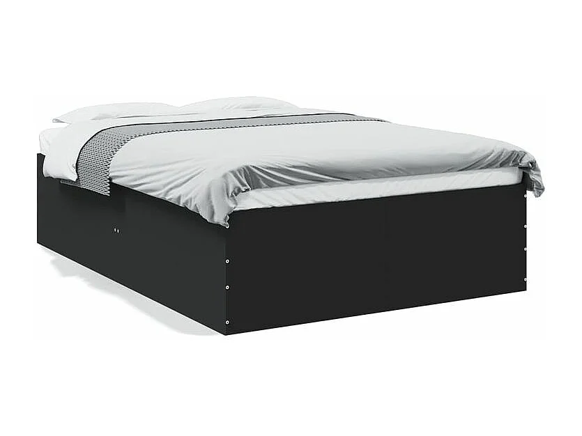 Cadre de lit noir 135x190 bois d'ingénierie