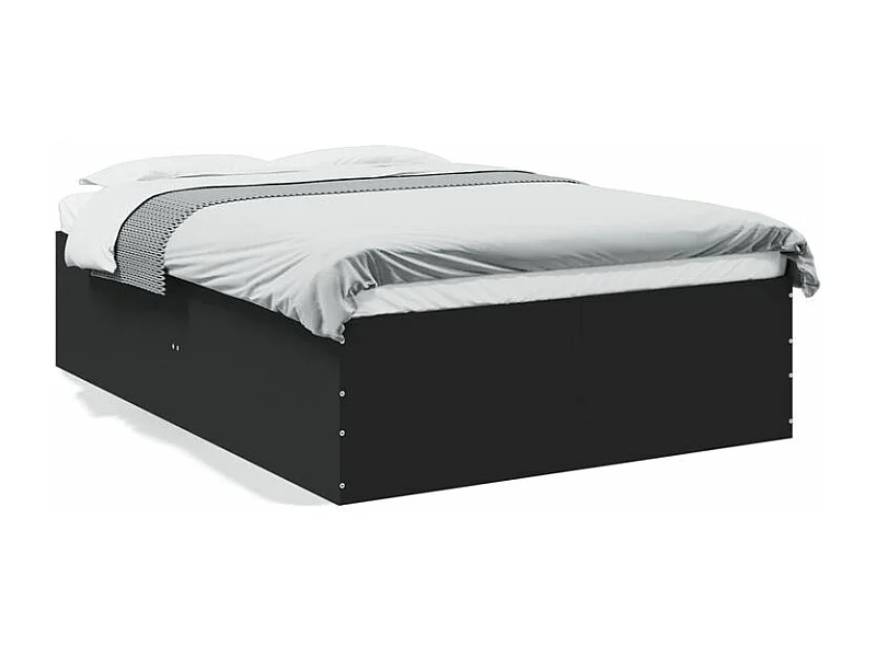 Cadre de lit noir 135x190 bois d'ingénierie