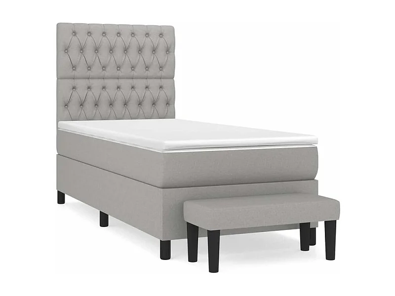 Sommier à lattes de lit avec matelas Gris clair 100x200 Tissu