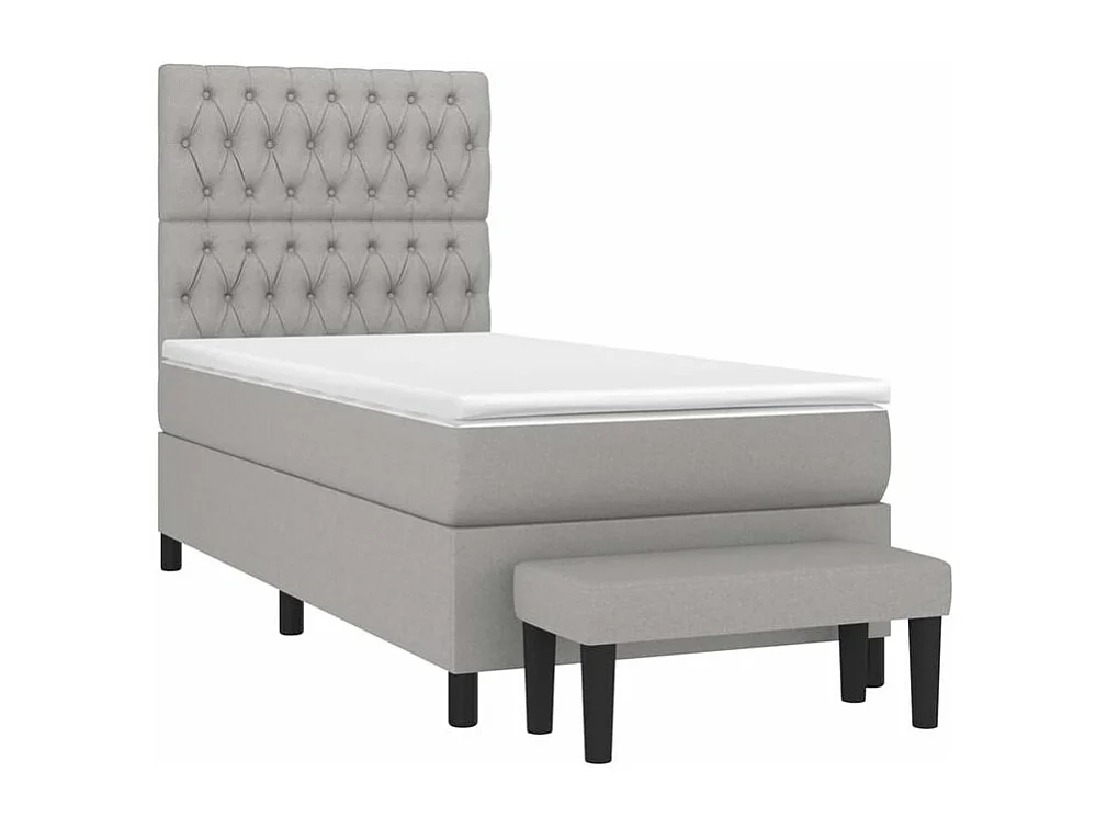 Sommier à lattes de lit avec matelas Gris clair 100x200 Tissu
