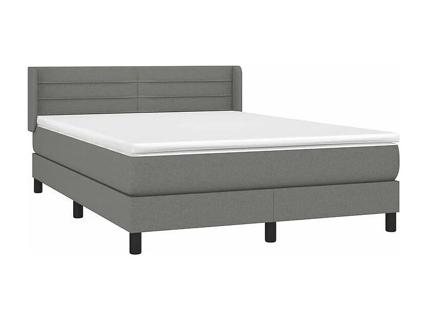 Sommier à lattes de lit avec matelas Gris foncé 140x200 Tissu