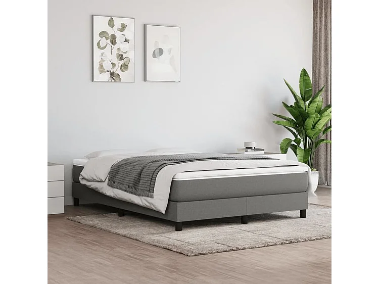 Sommier à lattes de lit avec matelas Gris foncé 140x190 Tissu
