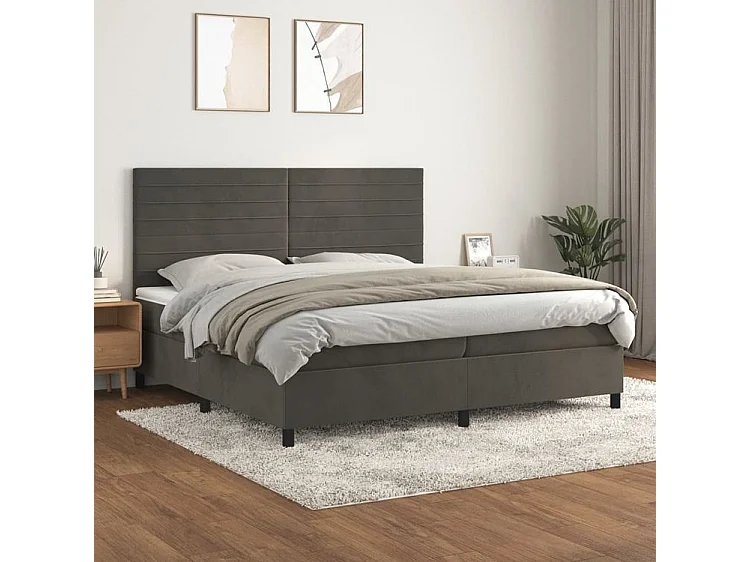Sommier à lattes de lit et matelas Gris foncé 200x200 Velours
