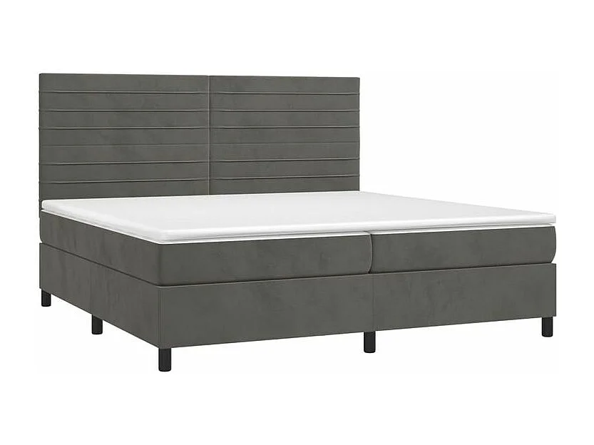 Sommier à lattes de lit et matelas Gris foncé 200x200 Velours