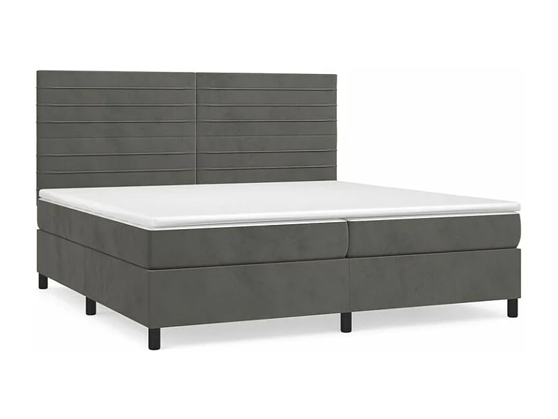 Sommier à lattes de lit et matelas Gris foncé 200x200 Velours