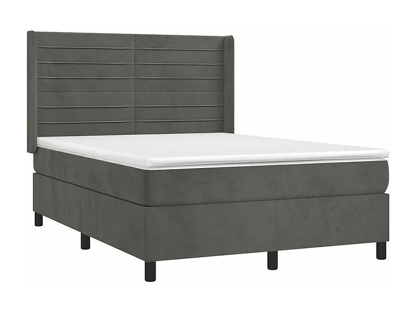 Sommier à lattes de lit et matelas Gris foncé 140x190 Velours