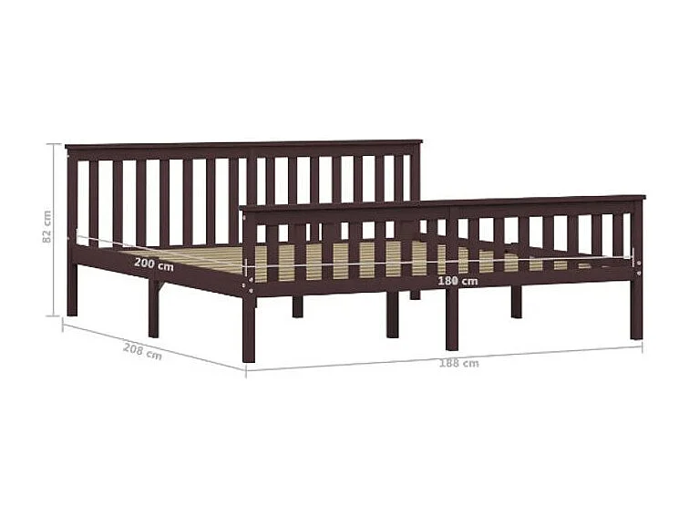 Lit adulte pin massif marron Karibou 180x200