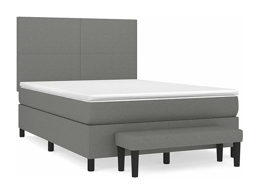 Sommier à lattes de lit avec matelas Gris foncé 140x190 Tissu