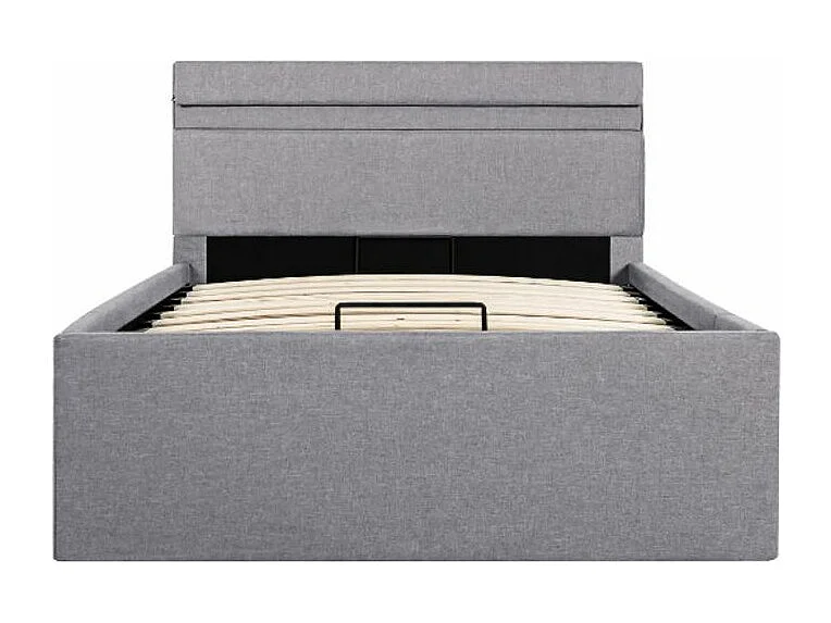 Lit coffre à LED tissu gris clair Rundo 90x200