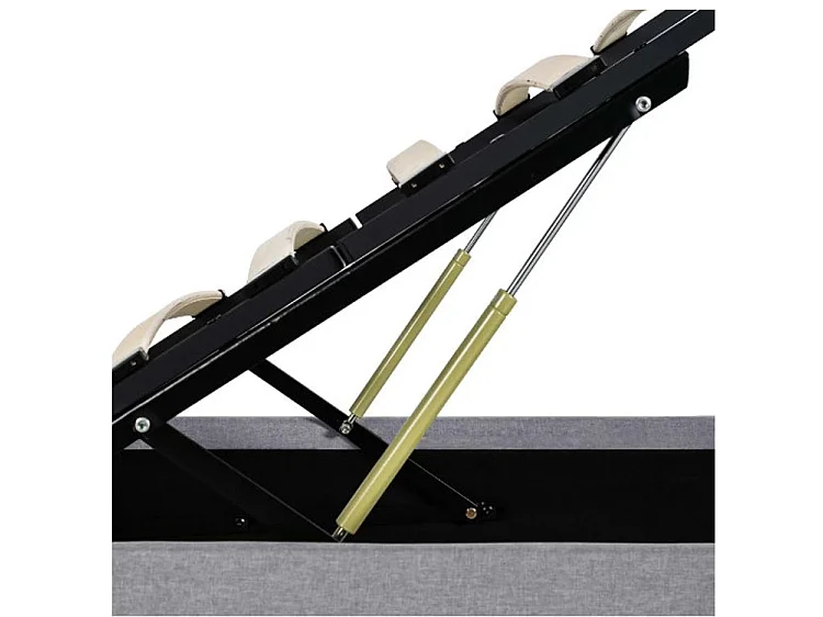 Lit coffre à LED tissu gris clair Rundo 90x200