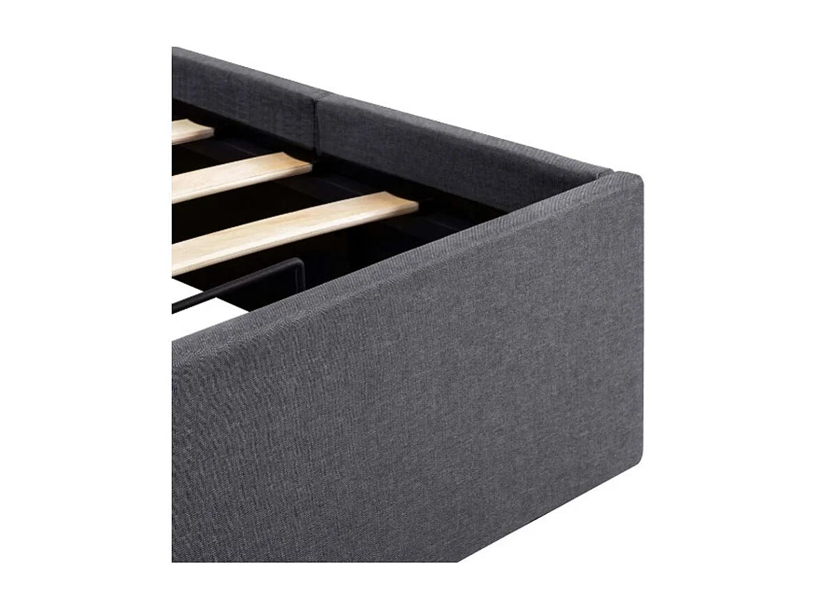 Lit coffre à LED tissu gris clair Rundo 90x200