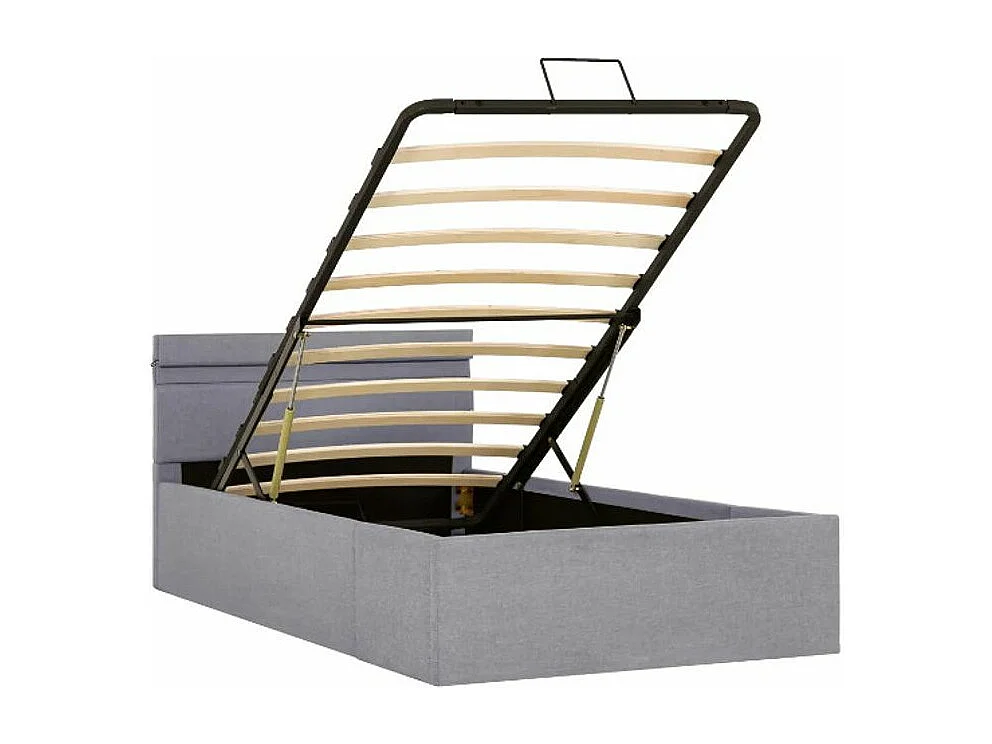 Lit coffre à LED tissu gris clair Rundo 90x200