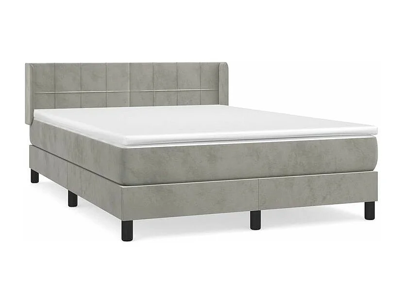 Sommier à lattes de lit et matelas Gris clair 140x200 Velours