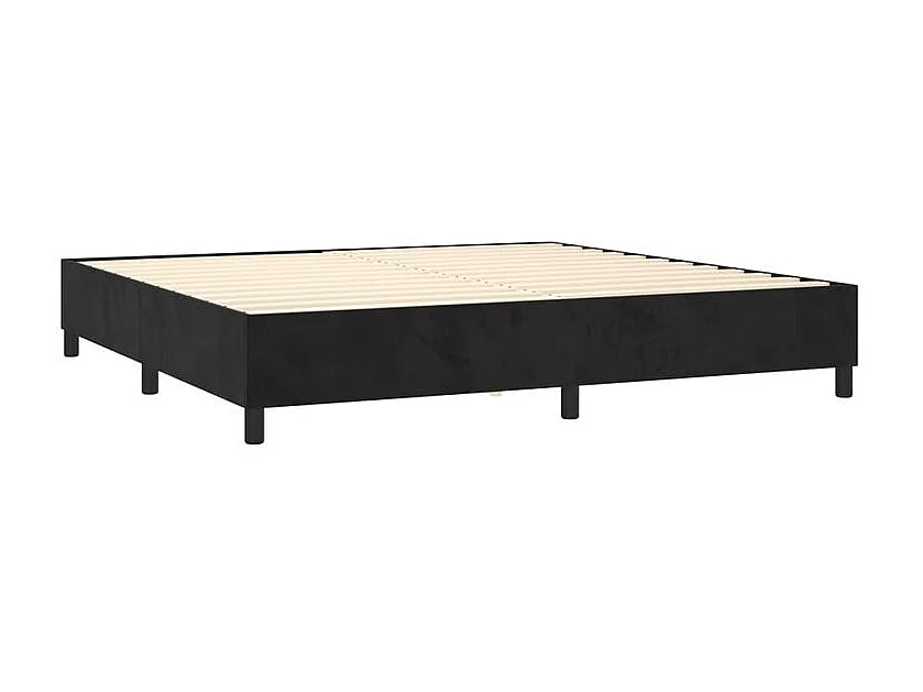 Sommier à lattes de lit avec matelas Noir 180x200 Velours