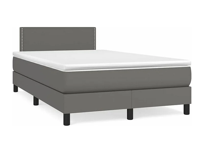 Sommier à lattes de lit avec matelas Gris 120x200 Similicuir