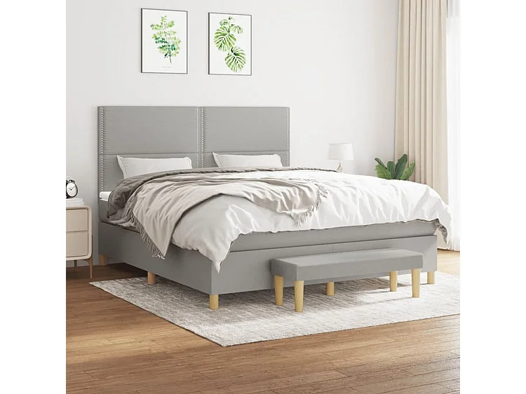 Sommier à lattes de lit avec matelas Gris clair 180x200 Tissu