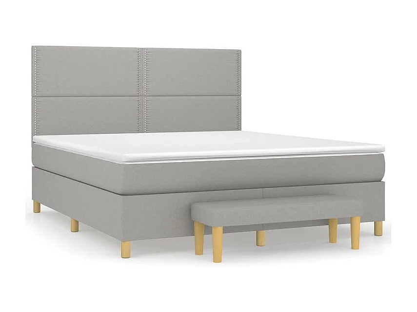 Sommier à lattes de lit avec matelas Gris clair 180x200 Tissu