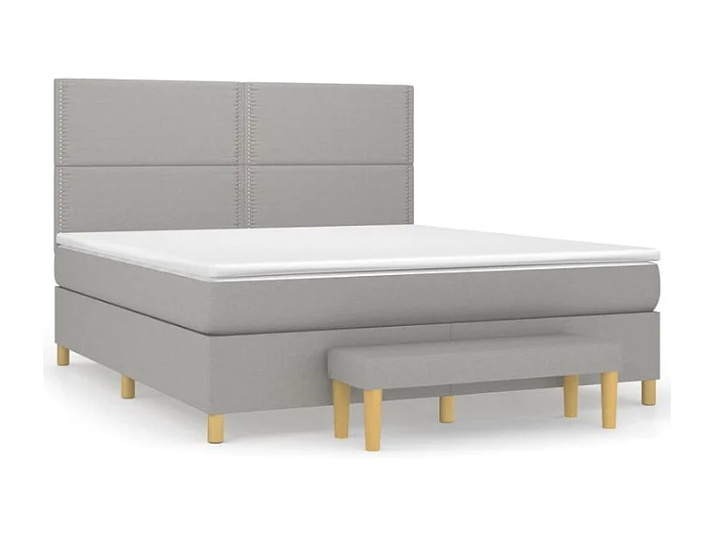 Sommier à lattes de lit avec matelas Gris clair 180x200 Tissu