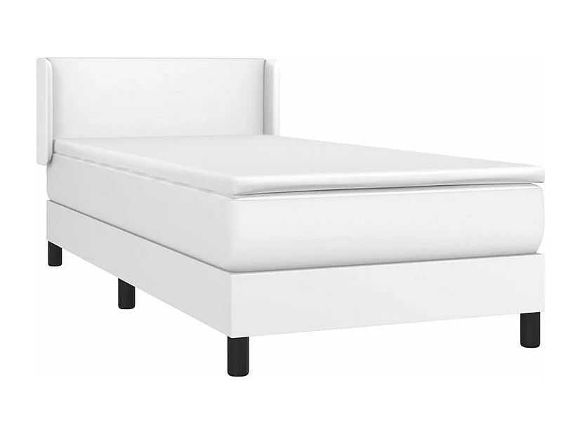 Sommier à lattes de lit avec matelas Blanc 90x200 Similicuir