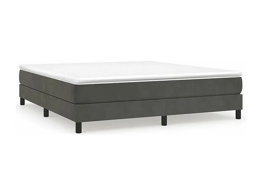Sommier à lattes de lit et matelas Gris foncé 160x200 Velours
