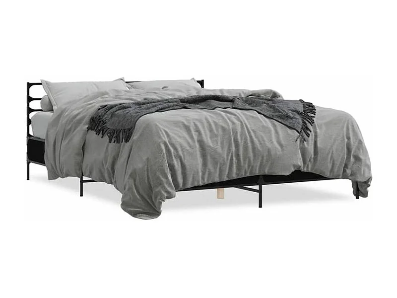 Cadre de lit noir 160x200 bois d'ingénierie et métal