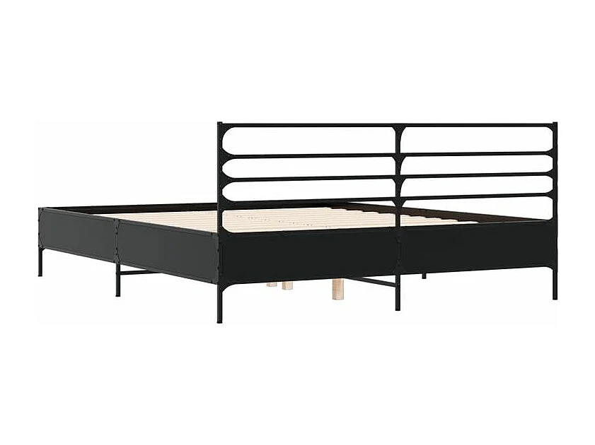 Cadre de lit noir 160x200 bois d'ingénierie et métal