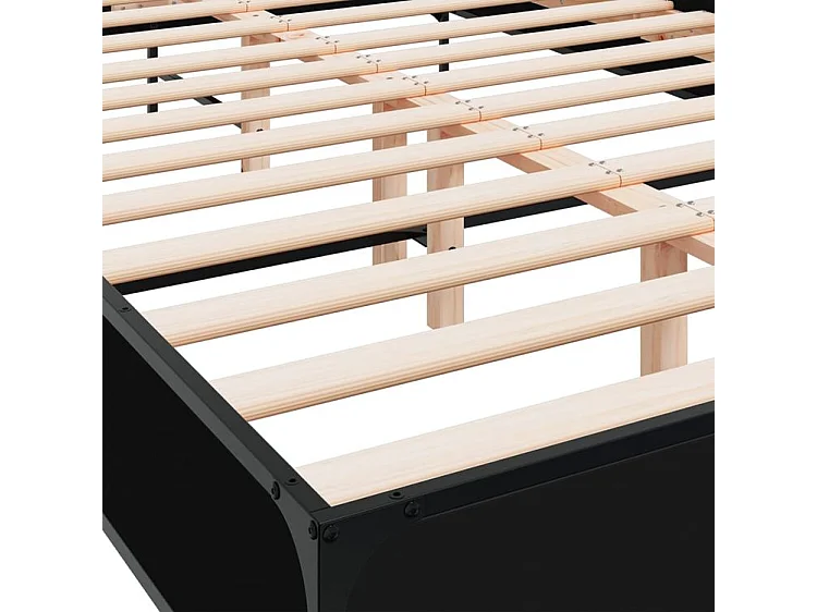 Cadre de lit noir 160x200 bois d'ingénierie et métal