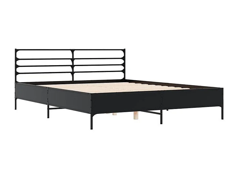 Cadre de lit noir 160x200 bois d'ingénierie et métal