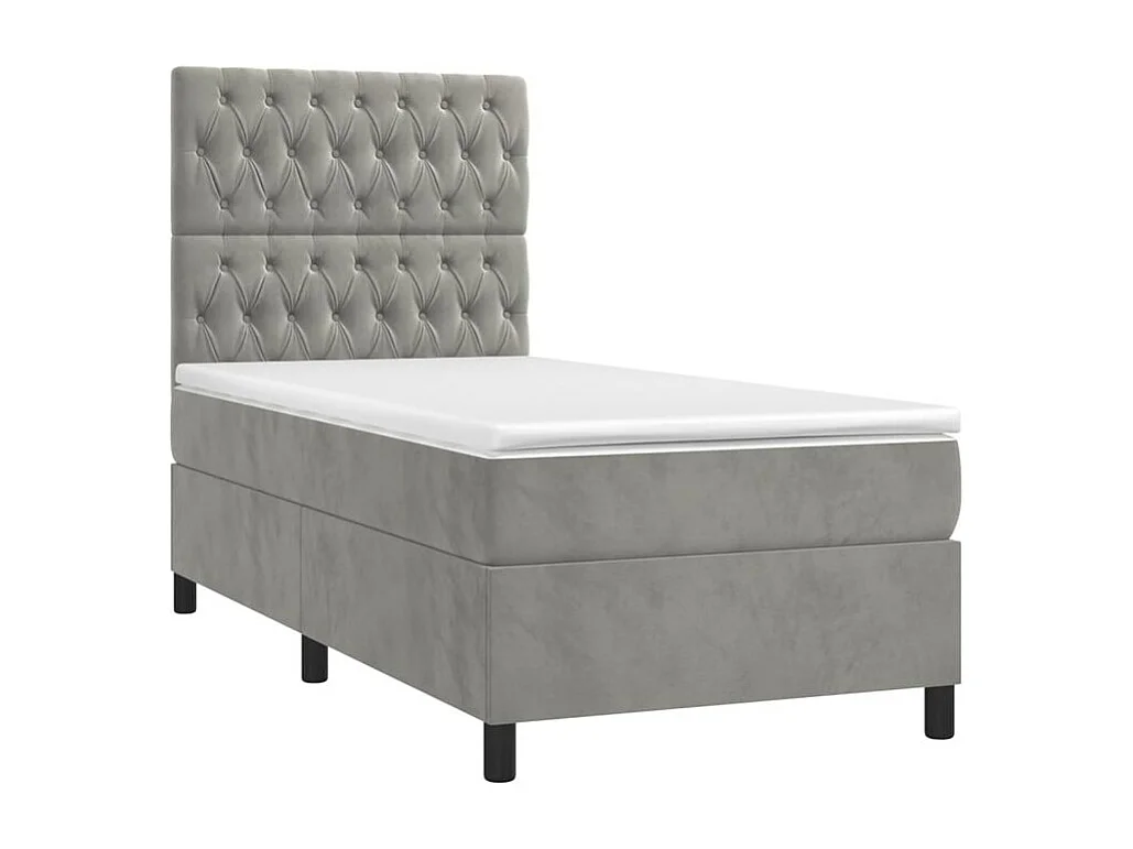 Sommier à lattes de lit et matelas et LED Gris clair 90x200