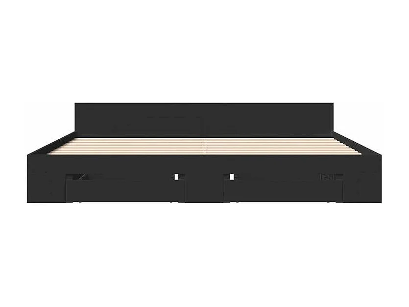 Cadre de lit avec tiroirs noir 180x200 bois d'ingénierie