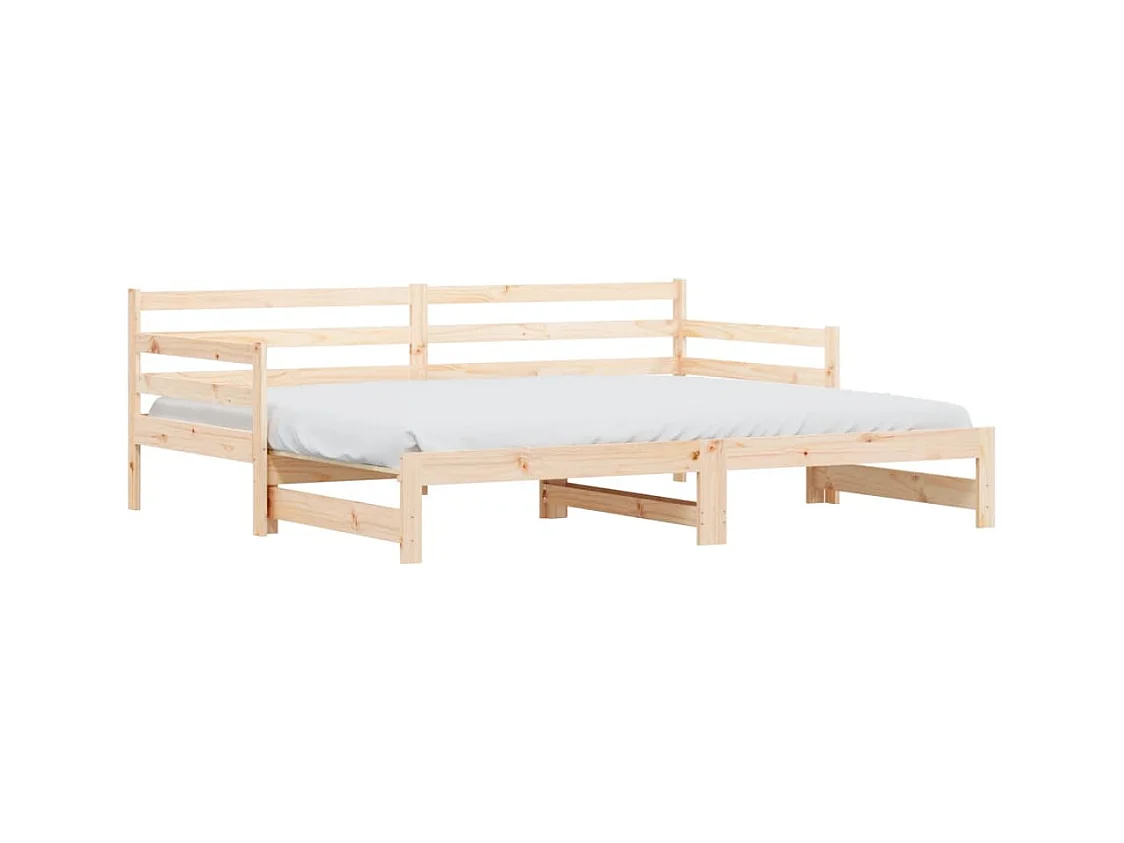 Lit de jour avec lit gigogne 80x200 bois de pin massif