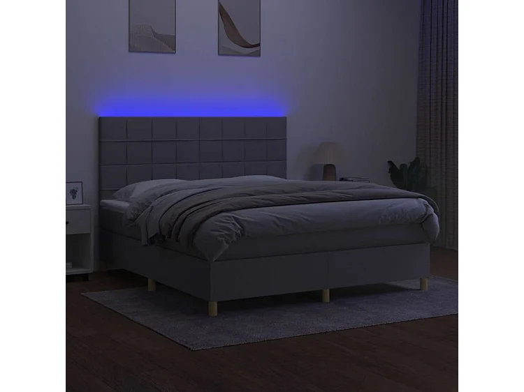 Sommier à lattes de lit matelas et LED Gris clair 160x200
