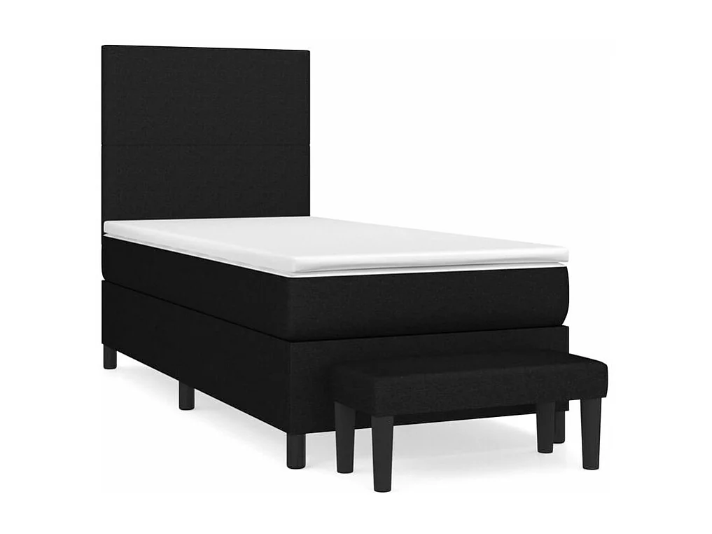 Sommier à lattes de lit avec matelas Noir 100x200 Tissu
