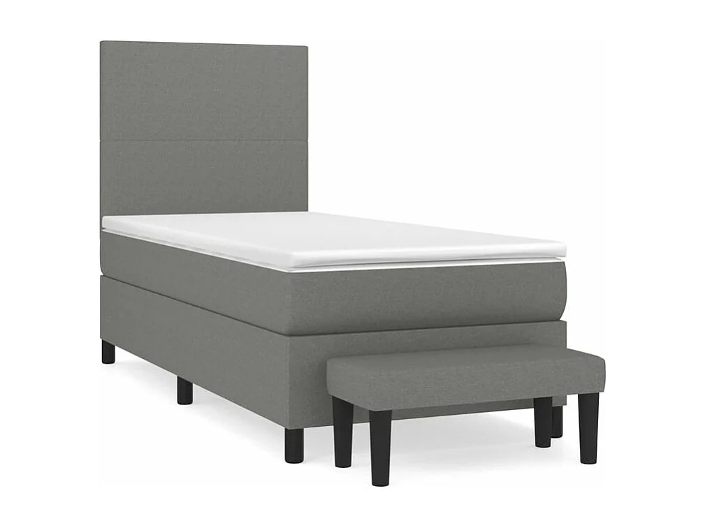 Sommier à lattes de lit avec matelas Gris foncé 90x200 Tissu