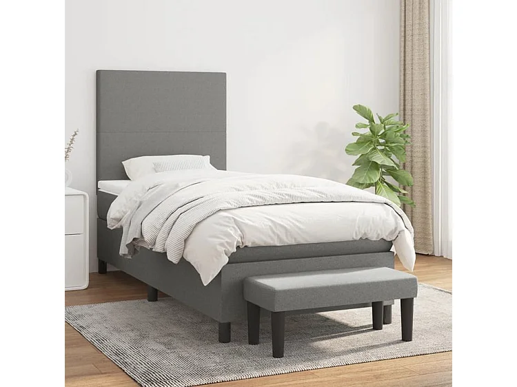 Sommier à lattes de lit avec matelas Gris foncé 90x200 Tissu